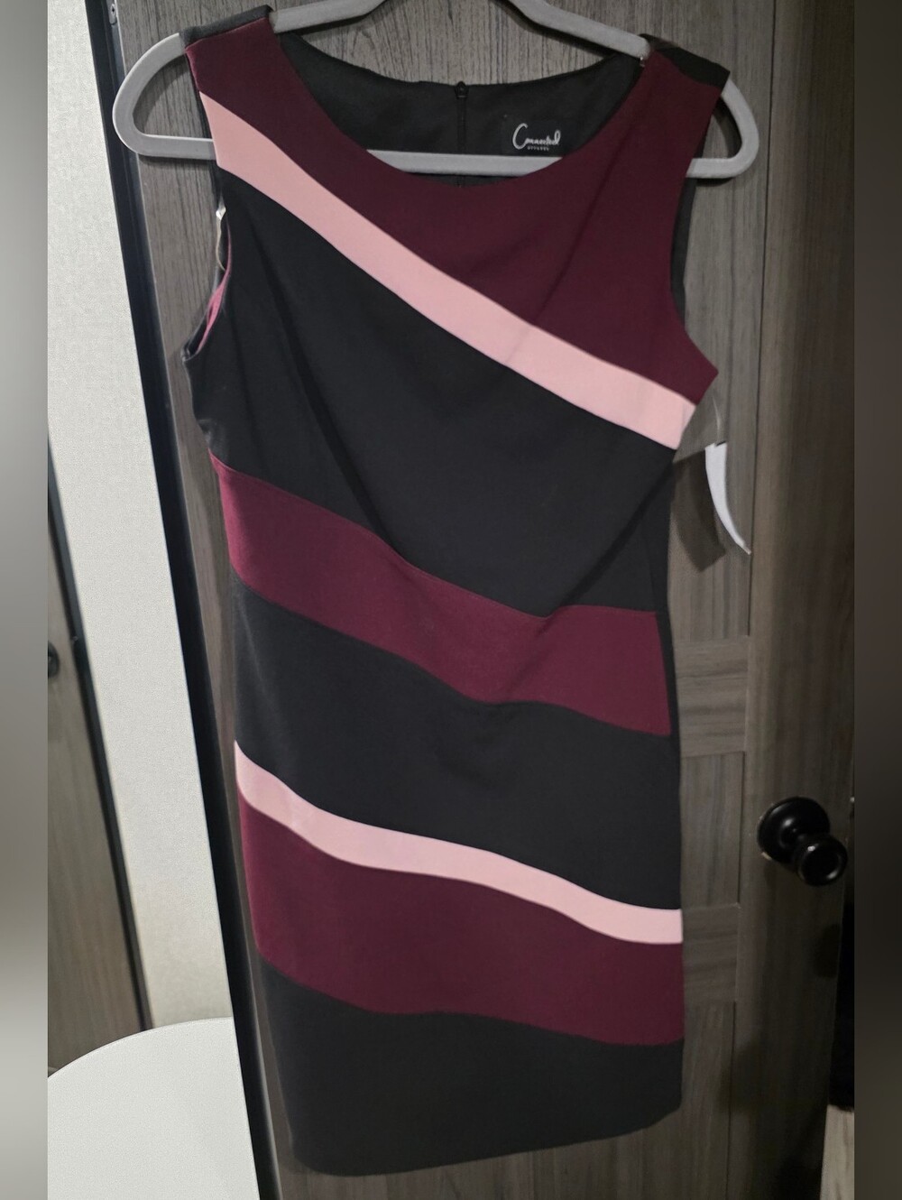 Connected Apparel Dress Womens 8P Burgundy Pink Black Colorblock Sheath NWT